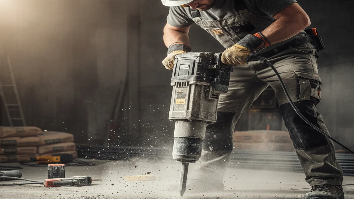 working a man with Demolition Hammer
