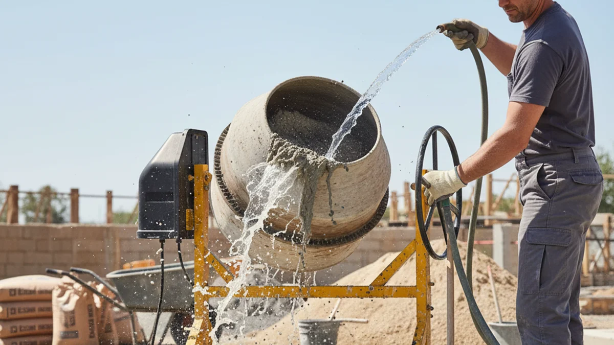 A man Clean Concrete Mixer Quick & Easy Step-by-Step