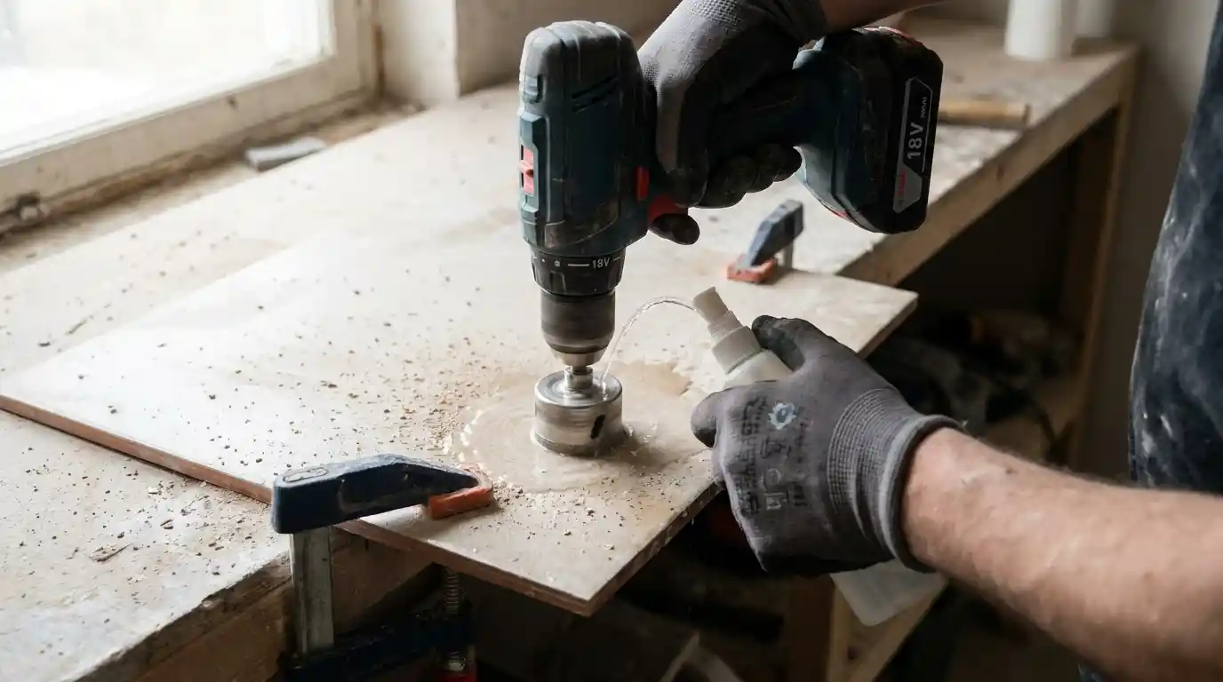 Drilling into ceramic tile without cracking the surface