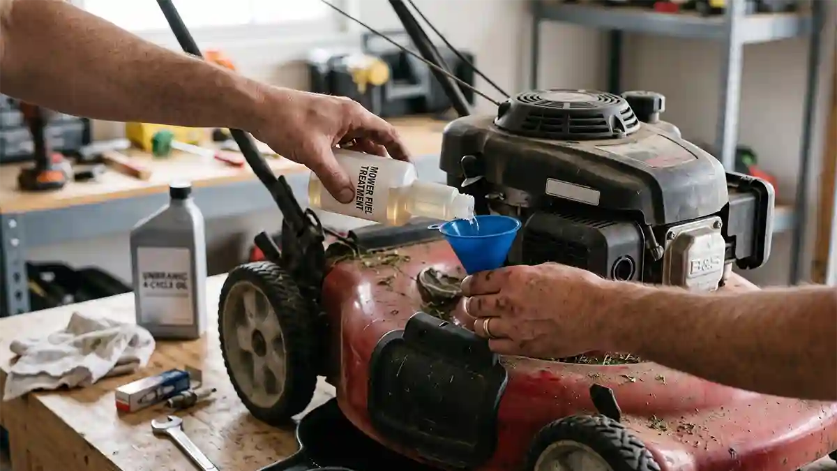 how to winterize lawn mower