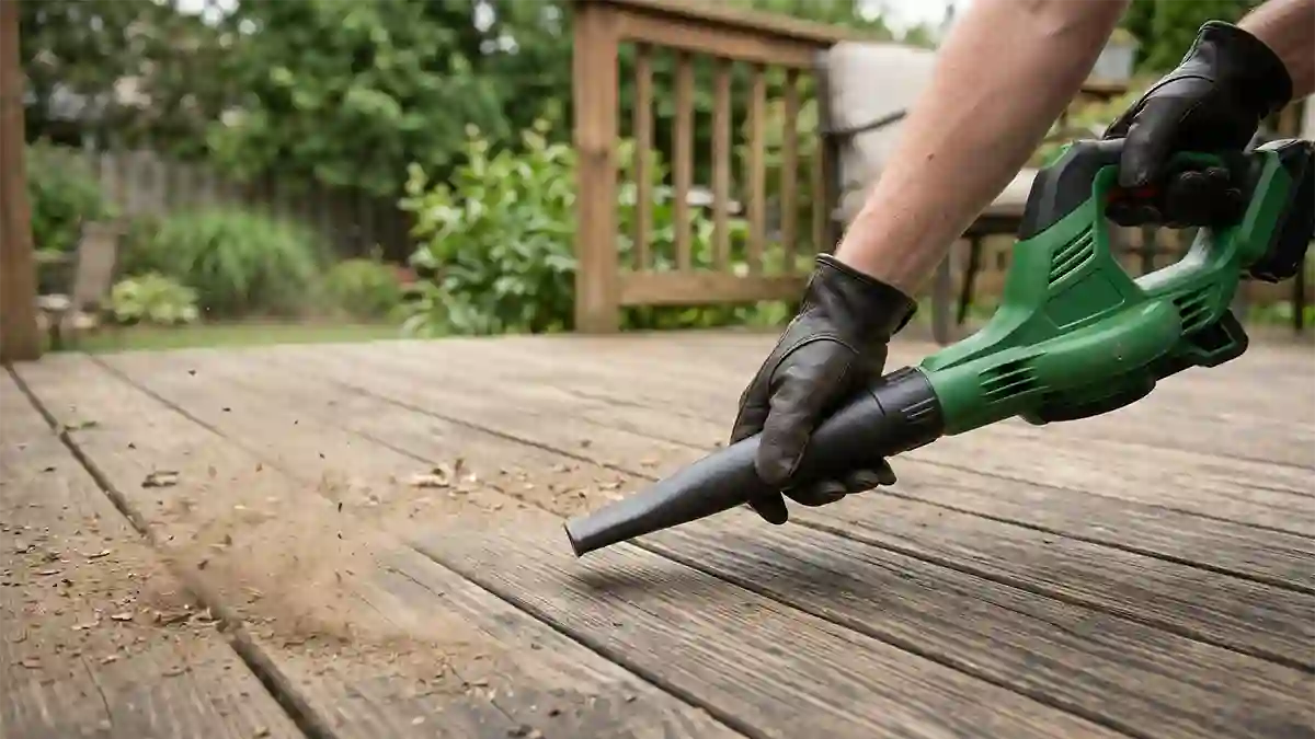leaf blower for deck cleaning