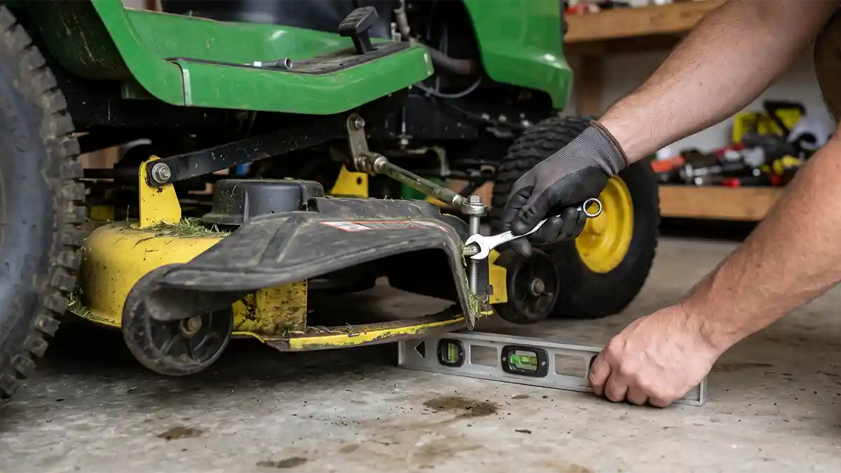 riding mower deck leveling