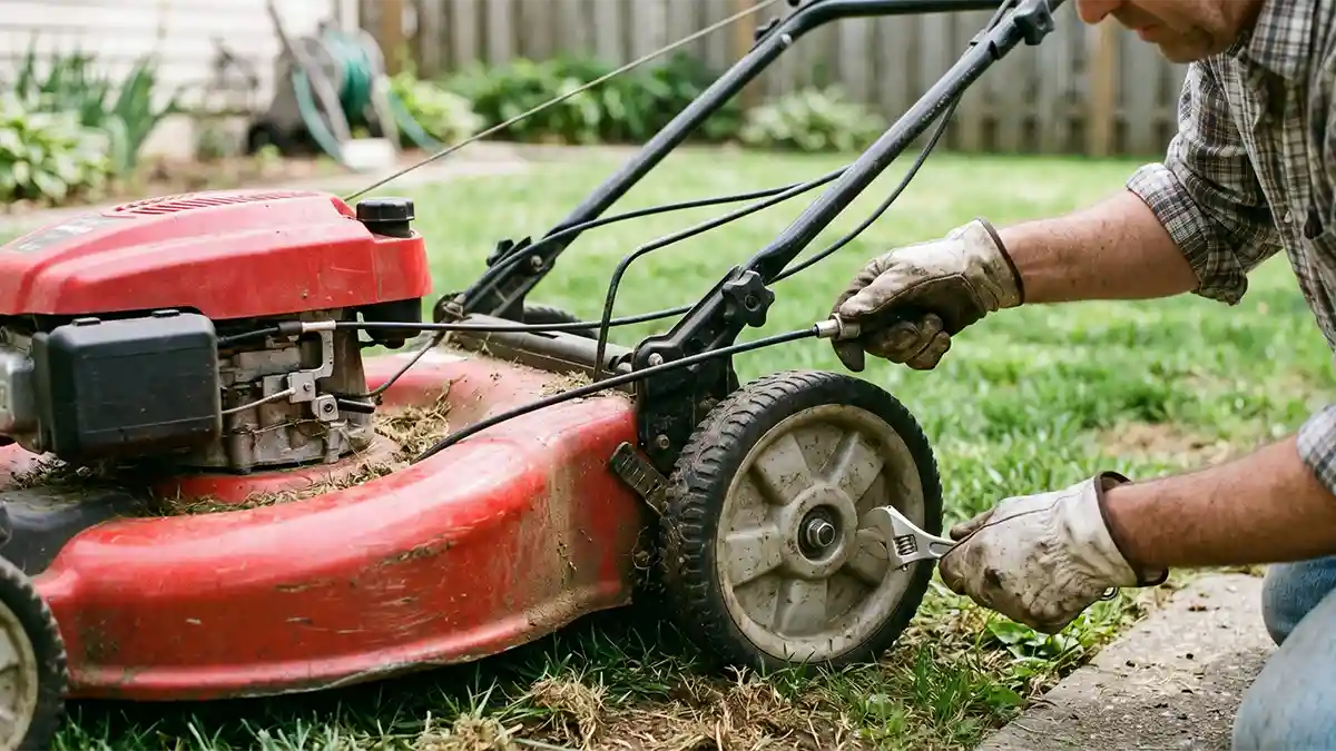 lawn mower wheel wont turn